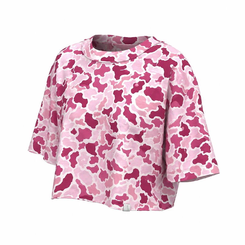 Youth Short Sleeve Boxy Crop Athletic Top Localflage Pink