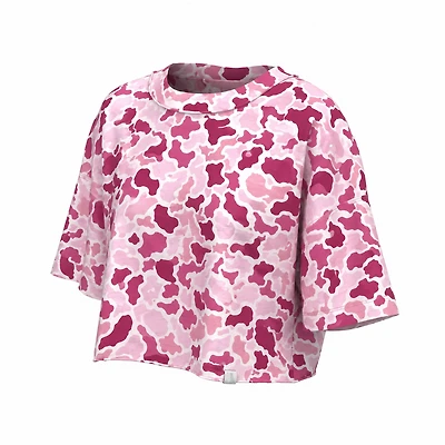 Youth Short Sleeve Boxy Crop Athletic Top Localflage Pink