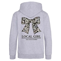 Local Girl Camo Bow Hoodie Heather Grey