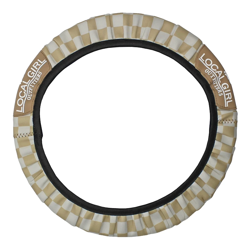 Local Girl Steering Wheel Cover in Khaki Checker