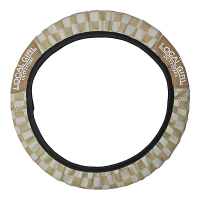 Local Girl Steering Wheel Cover in Khaki Checker