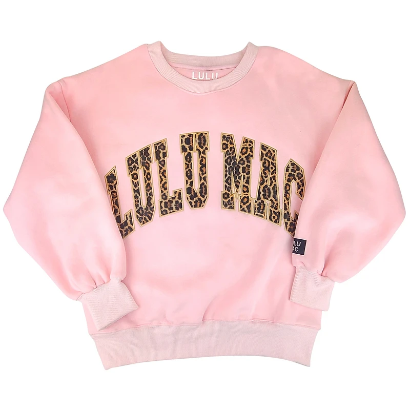 Lulu Mac Leopard Embroidered Crew Light Pink