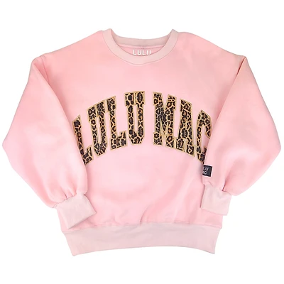 Lulu Mac Leopard Embroidered Crew Light Pink