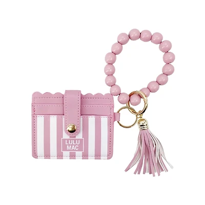 Lulu Mac Beaded Stripe Wristlet in and White Stripe