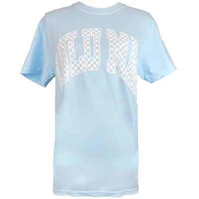 Lulu Mac Checkered Short Sleeve T-Shirt Chambray and White