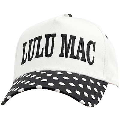Lulu Mac Embroidered Trucker Hat in Black and White Polka Dot