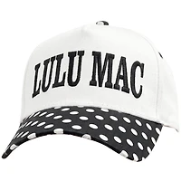 Lulu Mac Embroidered Trucker Hat in Black and White Polka Dot