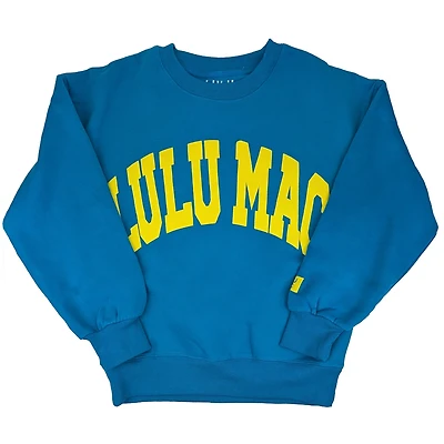 Lulu Mac Puff Crewneck Sweatshirt Electric Blue and Yellow