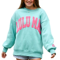 Lulu Mac Puff Crewneck Sweatshirt Mint and Hot Pink