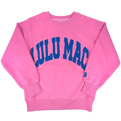 Lulu Mac Puff Crewneck Sweatshirt Pink and Royal Blue
