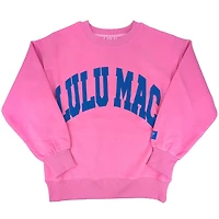 Lulu Mac Puff Crewneck Sweatshirt Pink and Royal Blue