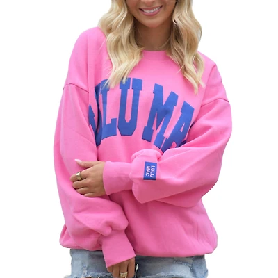 Lulu Mac Puff Crewneck Sweatshirt Pink and Royal Blue