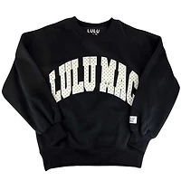 Lulu Mac Dot Applique Crewneck Sweatshirt Black and White