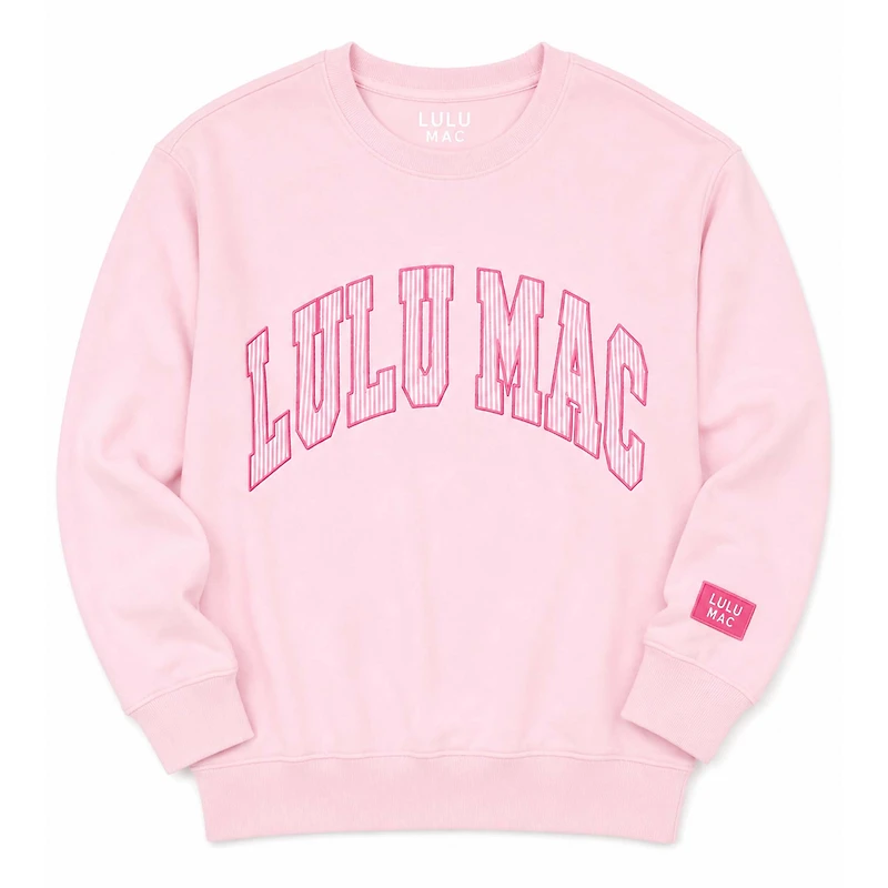 Lulu Mac Striped Embroidered Sweatshirt Light Pink