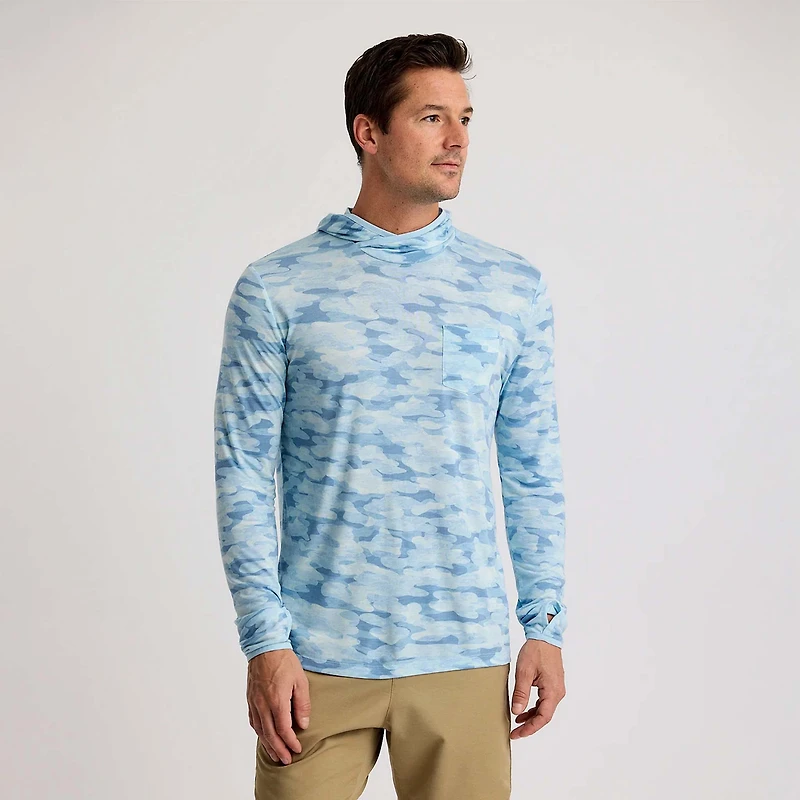 Long Sleeve Lightweight Hoodie Seasmoke Blue Camo
