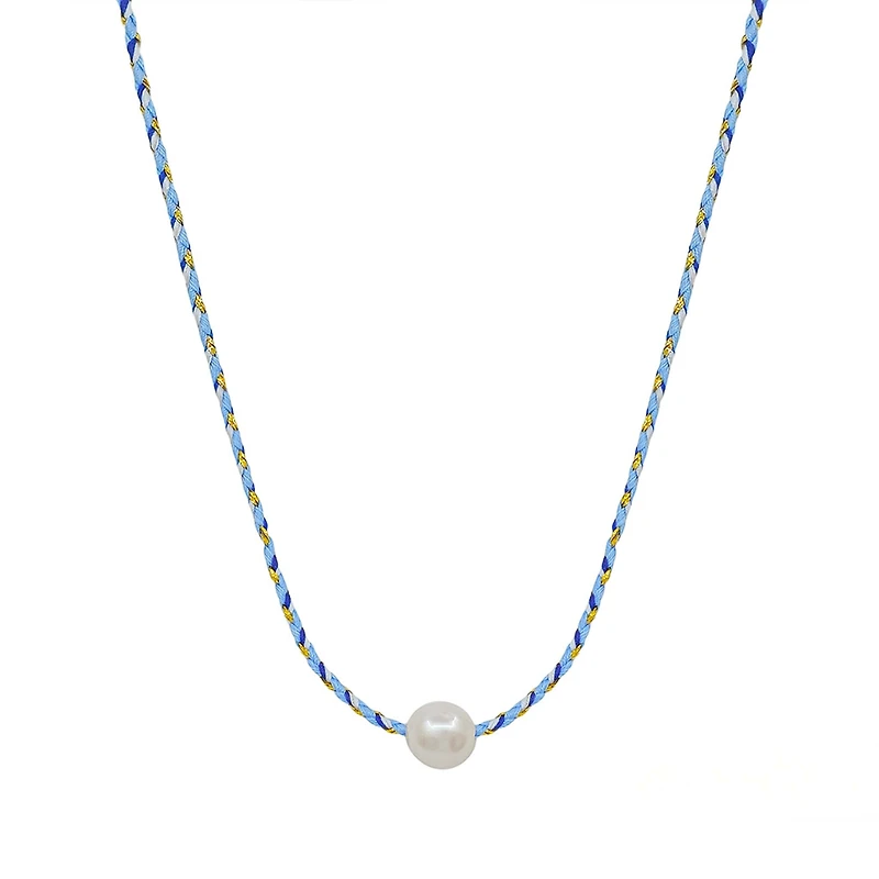 Pearl Rope Necklace in Blue