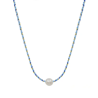 Pearl Rope Necklace in Blue