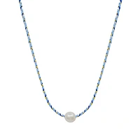 Pearl Rope Necklace in Blue