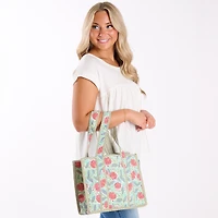 Mini Mint Floral Quilted Tote Bag