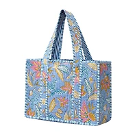 Blue with Flowers Mini Quilted Tote Bag