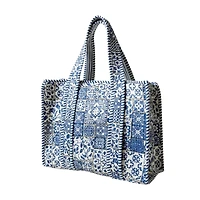 Mini Blue Tile Quilted Tote Bag