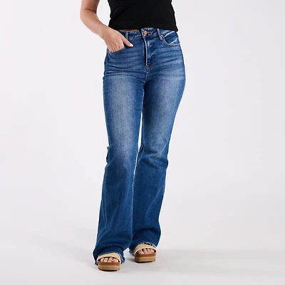 High Rise Stretch Flare Dark Wash Jeans