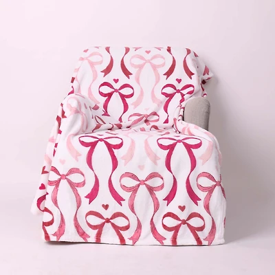 Pink Romantic Bows Fleece Blanket