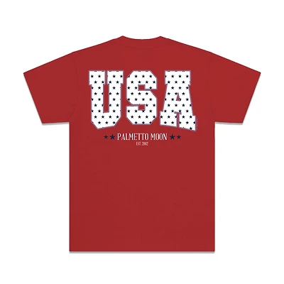 Youth Star Filled USA Short Sleeve T-Shirt Red