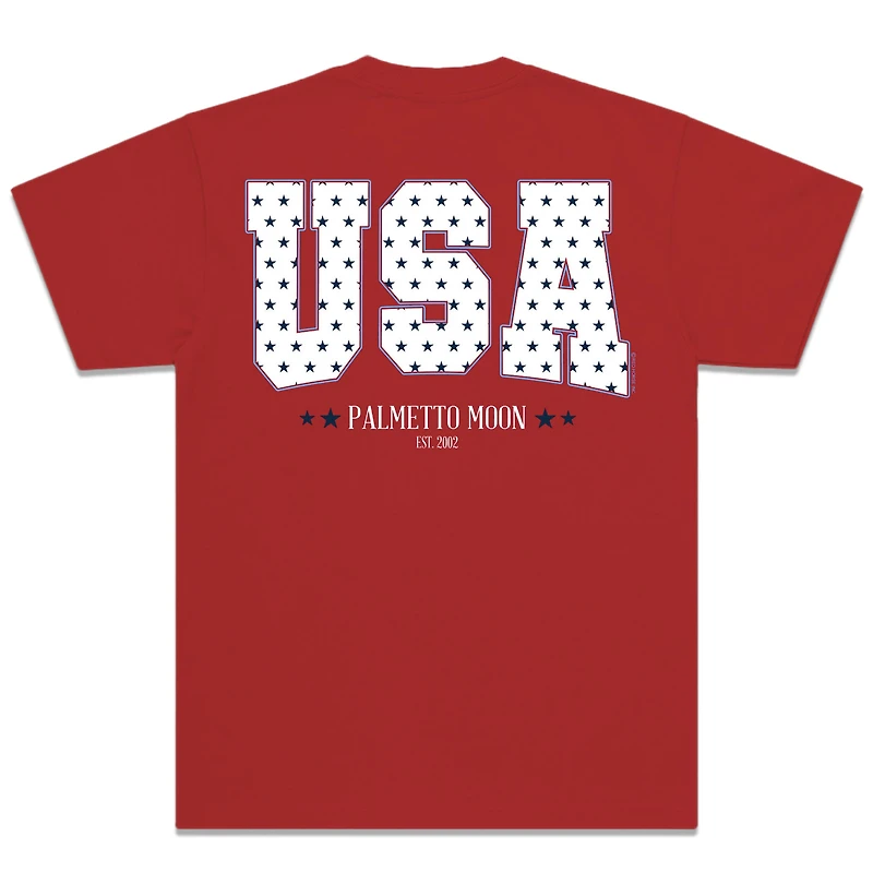 Star Filled USA Short Sleeve T-Shirt Red