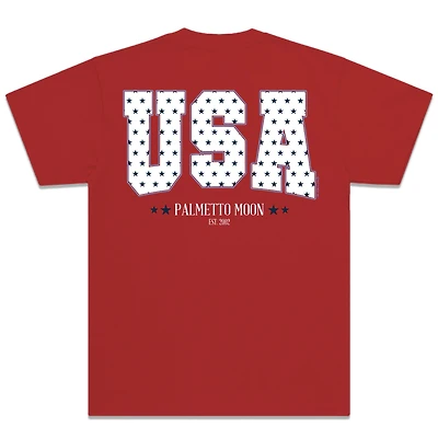 Star Filled USA Short Sleeve T-Shirt Red