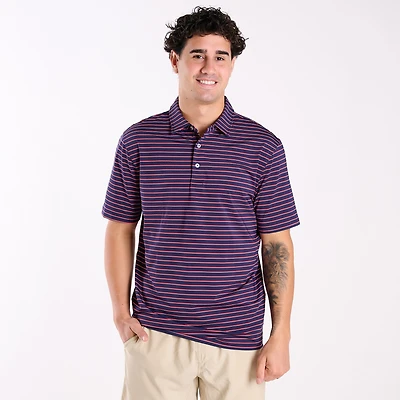 Men's Striped UPF Polo Red