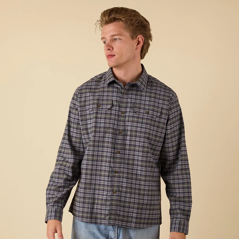 Harbor Two Pocket Flannel Navy and Sharkskin