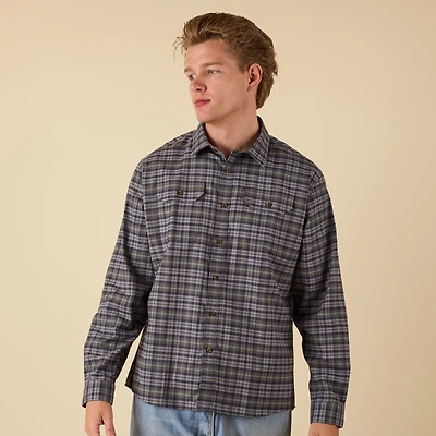 Harbor Two Pocket Flannel Navy and Sharkskin