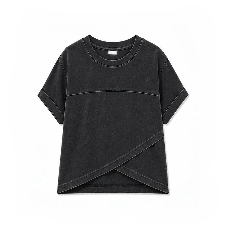 Youth Tulip Hem Short Sleeve Crossover Top