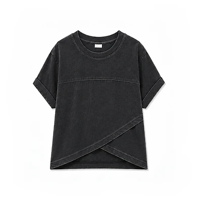 Youth Tulip Hem Short Sleeve Crossover Top