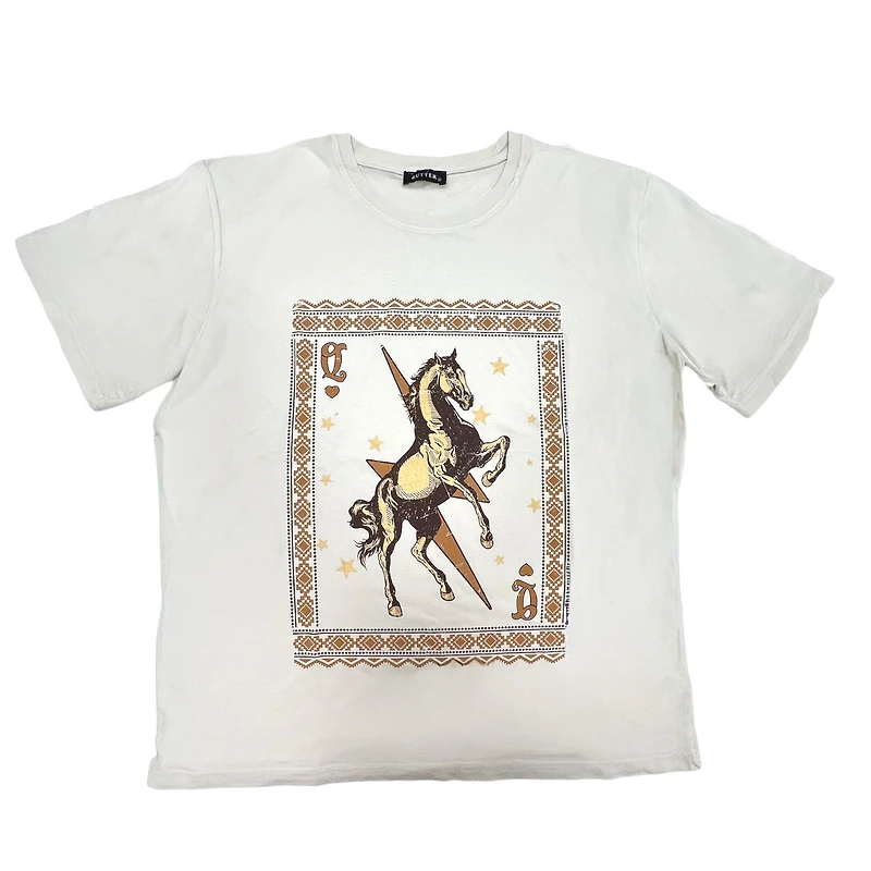 Queen of Hearts Horse Graphic Short Sleeve T-Shirt