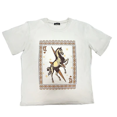 Queen of Hearts Horse Graphic Short Sleeve T-Shirt