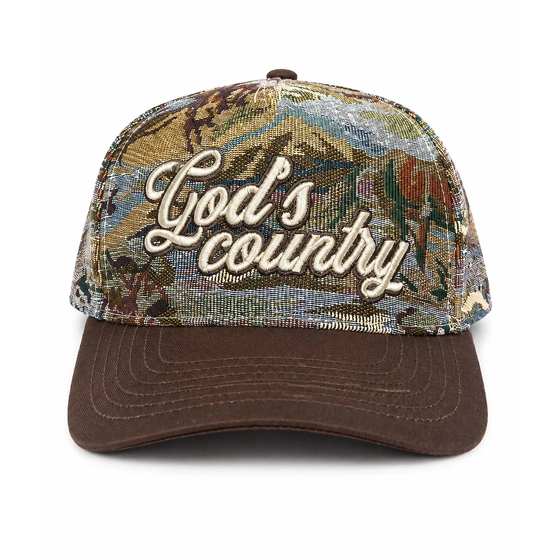 God’s Country Embroidered Tapestry Trucker Hat