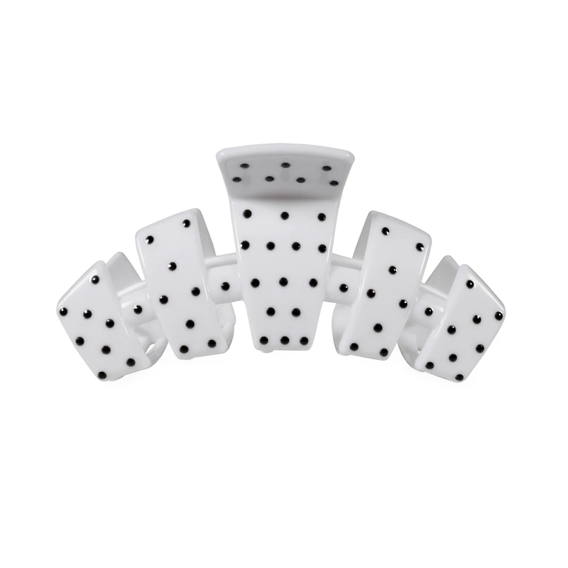 Medium Classic Cup Hair Clip in White Dot