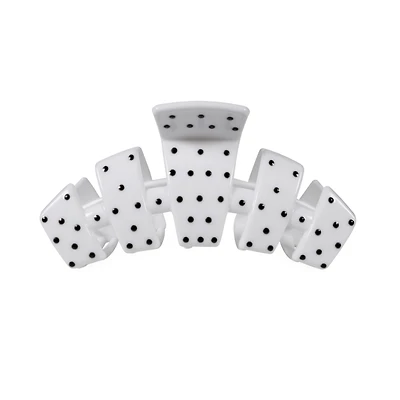 Medium Classic Cup Hair Clip in White Dot