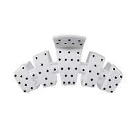 Medium Classic Cup Hair Clip in White Dot