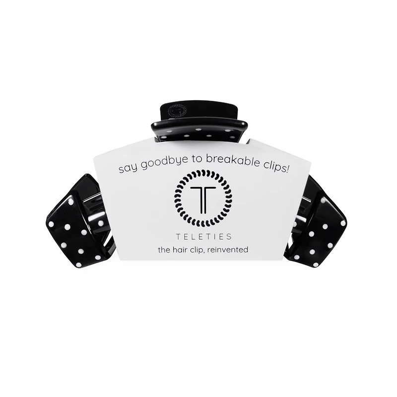 Medium Classic Cup Hair Clip in Black Dot