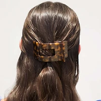 Small Flat Rectangle Hair Clip in Tortoise