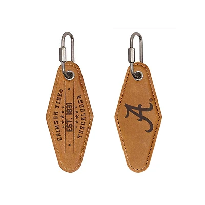 Alabama Tan Leather Diamond Keychain