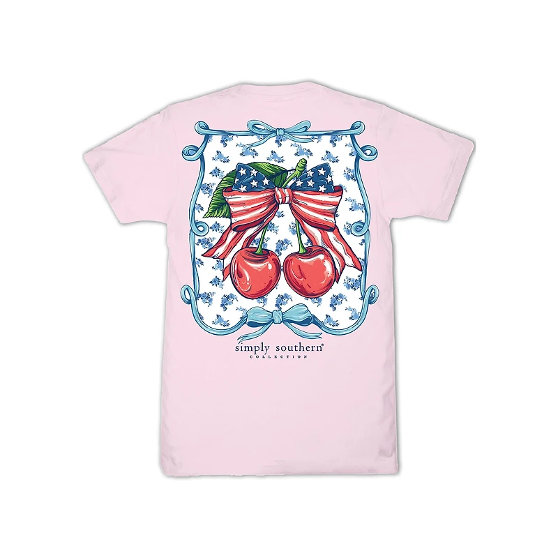 Youth USA Cherries and Bows Short Sleeve T-Shirt