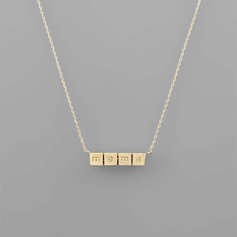 Gold Block Mama Necklace