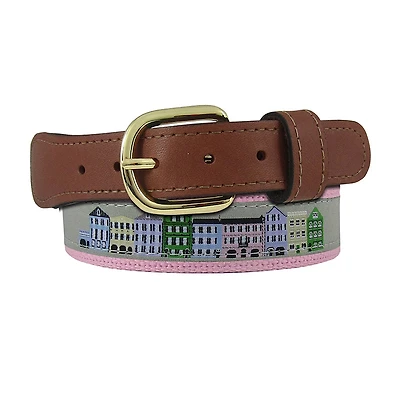 Rainbow Row Ribbon Belt Grey and Pink