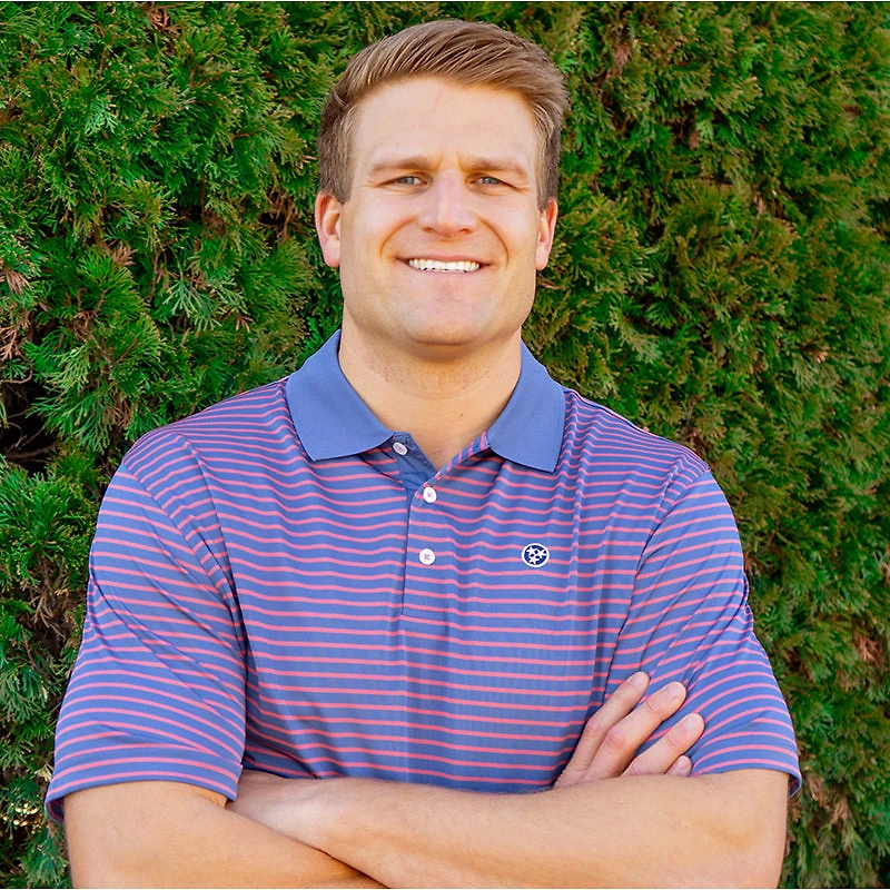 Tennessee Tri-Star Hester Stripe Polo Washed Navy and Red