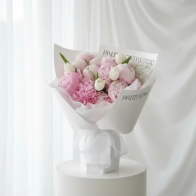 Peony and Tulip Mix Arrangement - Fresh Flowers