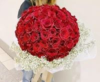 Red Velvet 99 with Baby's Breath - Fresh Flower